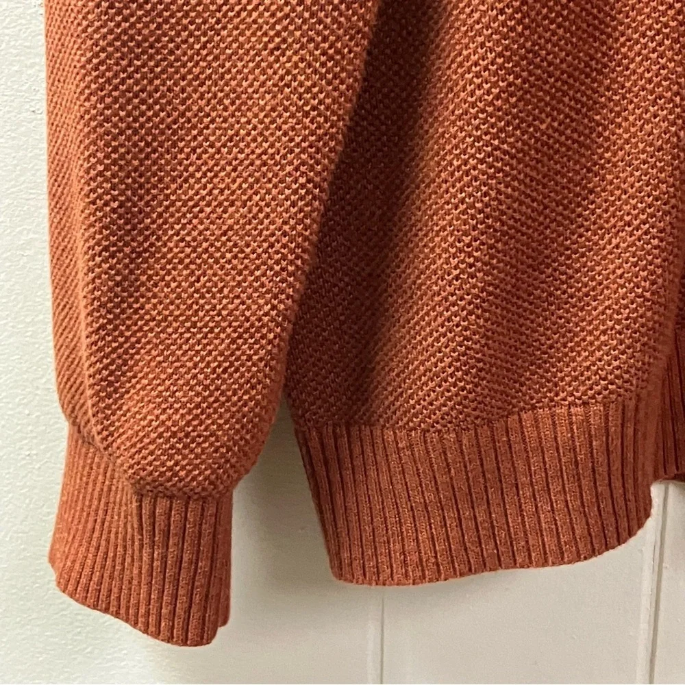 CLUB ROOM Mens Preppy Pullover 1/4 Zip Sweater Neutral Mature SZ XL Rust Cotton